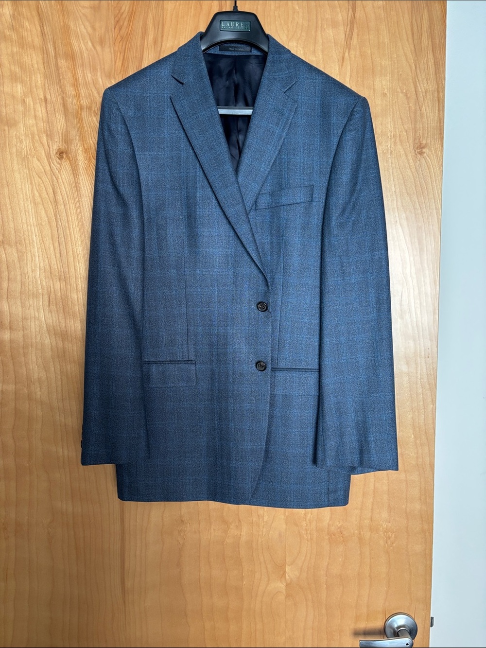 Ralph Lauren Men's Navy Plaid Two-Button Sport Coat